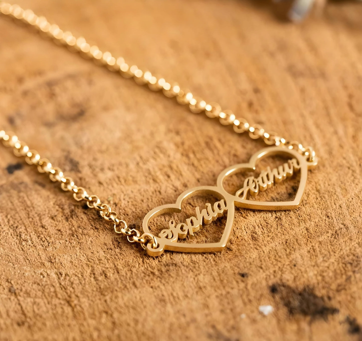 Customized Couple Heart Chain Bracelet