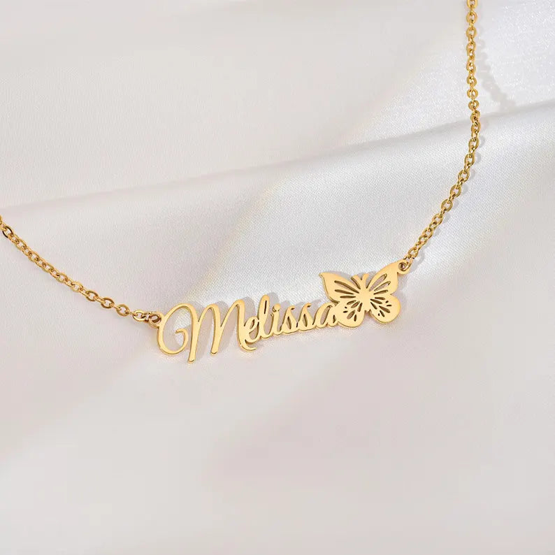 Customized Birth Month Butterfly Name Necklace Twelve Months Butterfly Collection