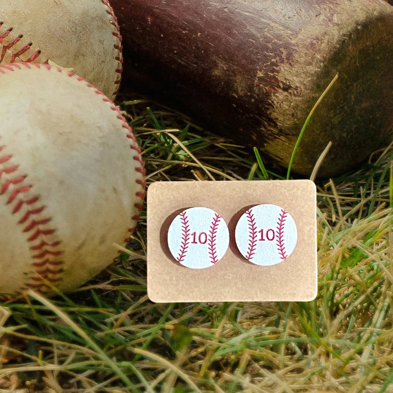 Personalized Jersey Number Baseball Earrings