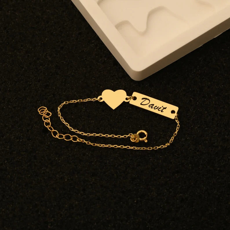 Custom Name Bracelet with Heart