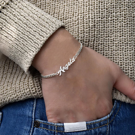 Personalized Name Plate Chain Bracelet - Unisex