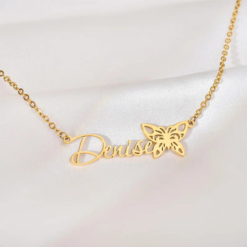 Customized Birth Month Butterfly Name Necklace Twelve Months Butterfly Collection